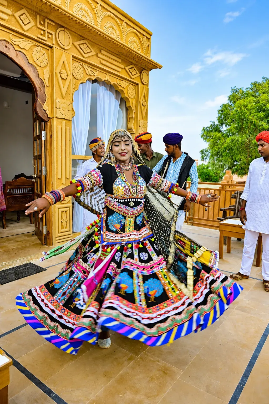 Folk dancer in traditional Rajasthani attire